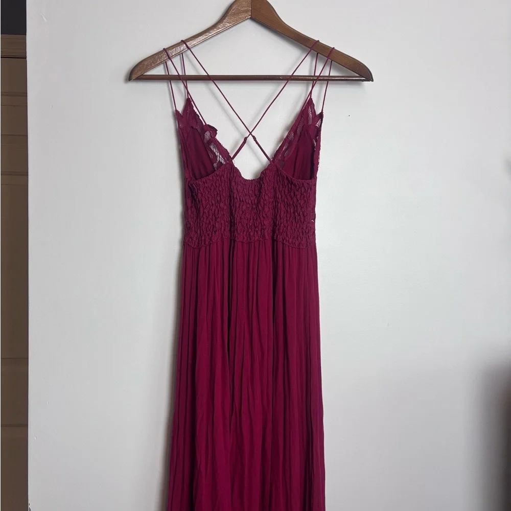 Free People FP ONE Deep Red Lace Adella Maxi Dress - Picture 8 of 9